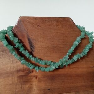 Green Jade Chip Bead Necklace - Unbranded